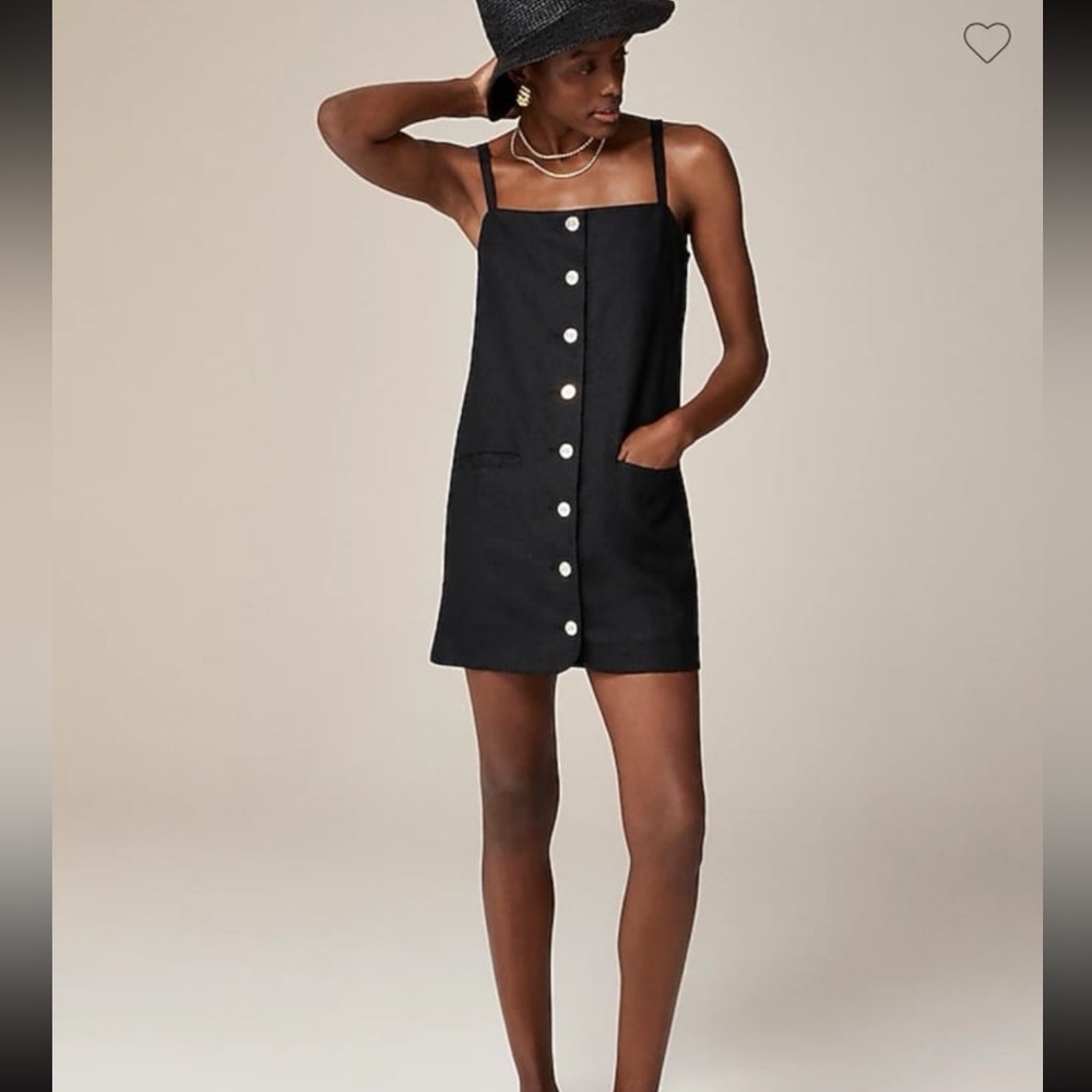 J. Crew Claudia Linen Dress black